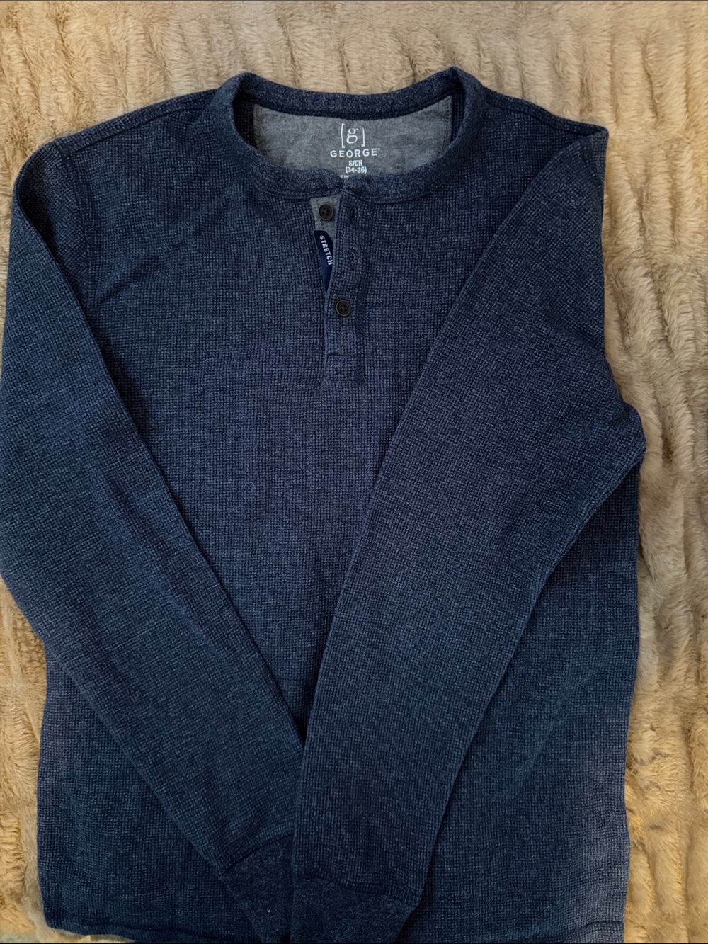 George Men's Dark Navy Henley Pullover Sweater